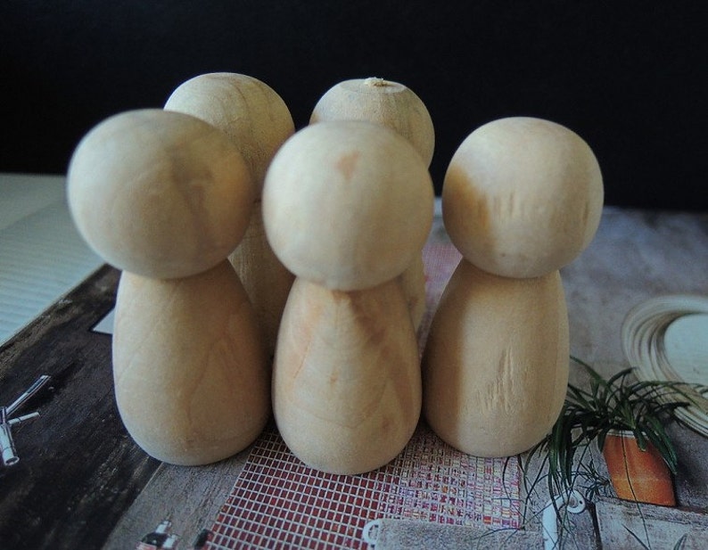 8Pcs 44x21mm unfinished wood peg doll Wood Figures W284 image 2