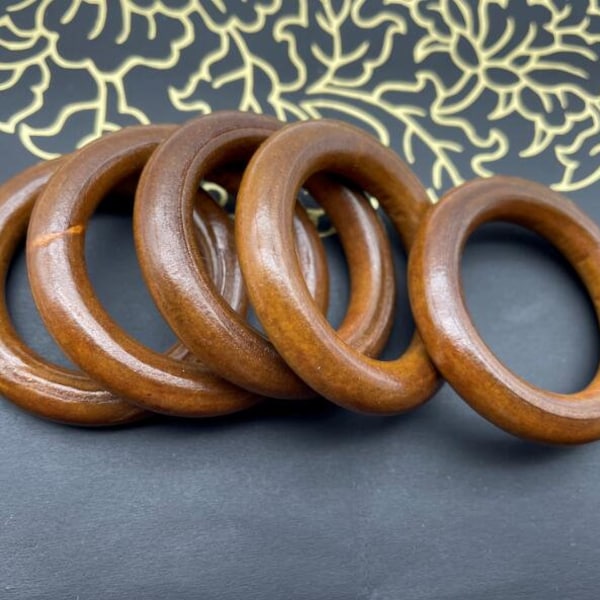 10 Pcs  49mm(2") Dark Brown Wood  Ring   Wooden circle Macrame ring ( NW334)