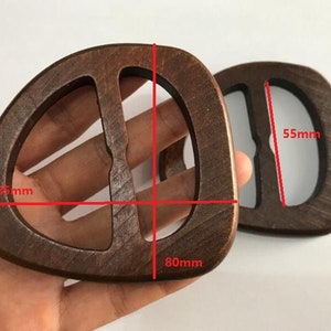 Hebilla de cinturón de madera marrón grande de 1 pieza 85X80mm NW585 imagen 2