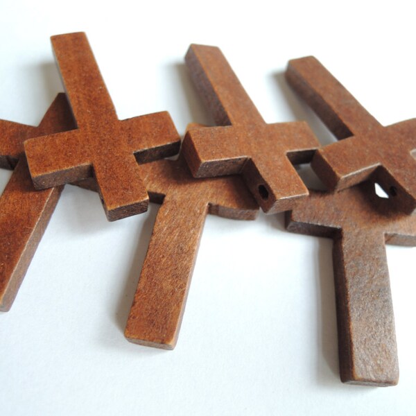 16 Pcs 42X24mm Brown Wood  Cross wood bead  (W829)