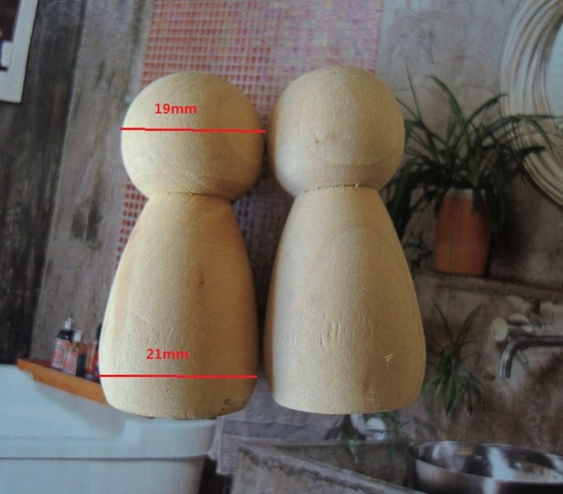 8Pcs 44x21mm unfinished wood peg doll Wood Figures W284 image 1