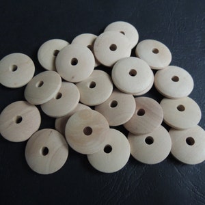 25 Pcs 20mm Natural Wood Circles Wooden discs Unfinished round disk  Bead Middle hole (W977)