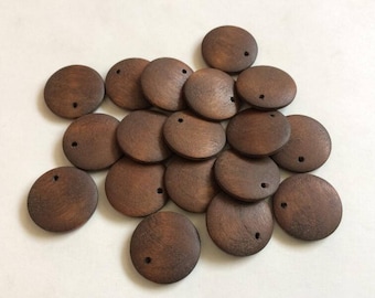 20 Pcs 20mm  brown Wood Circle Wooden  Discs Unfinished Wooden round Disks  (NW341)
