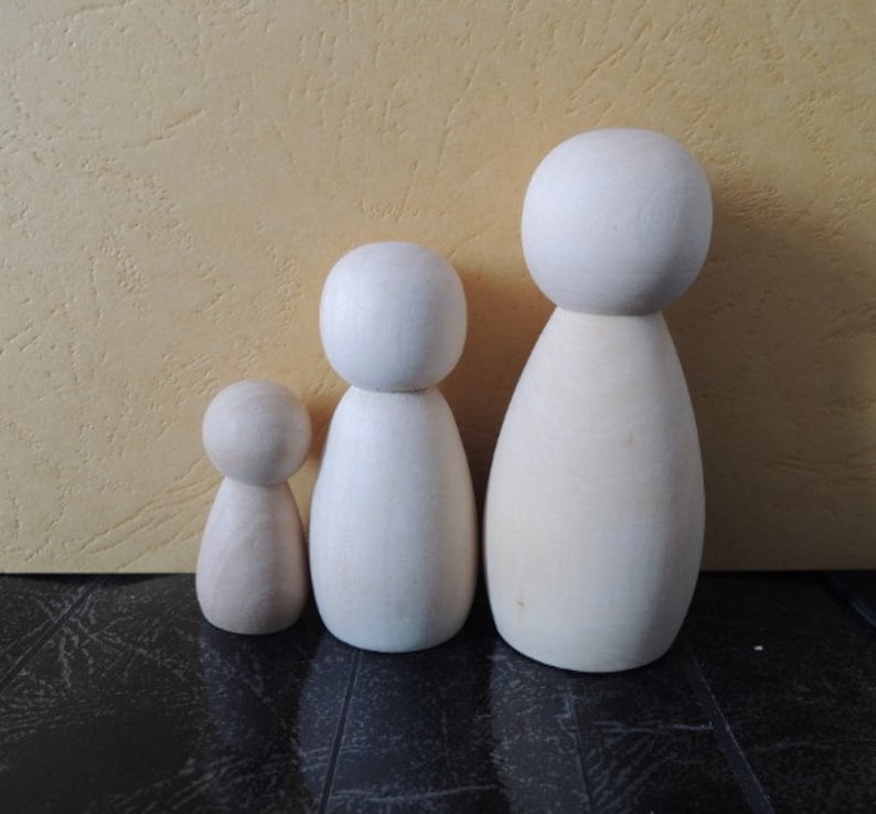 4 pcs 86x29 mm 3 2/5X 2 1/6 poupée à chevilles en bois brut, figurines en bois W563 image 2