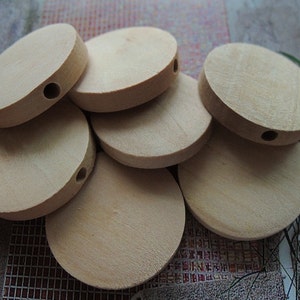 20 Pcs 20mm Natural Wood Circles Wooden discs Unfinished round disk  Bead  (W154)