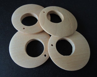 10 Pcs   40mm unfinished natural  Wood Ring  big hole Earring /Pendant no varnish (W120)