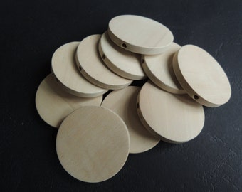 12 Pcs 35mm Natural Wood Circles Wooden discs Unfinished round disk Bead (W897)