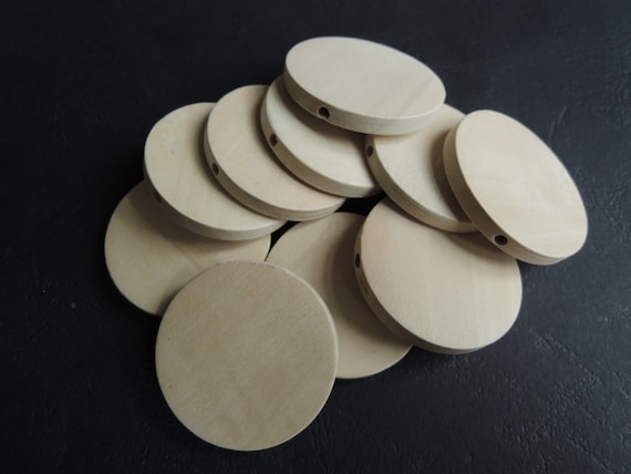 12 Pcs 35mm Natural Wood Circles Wooden Discs Unfinished Round Disk Bead  W897 