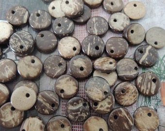 60Pcs 12mm Coconut  Circle with one hole Coconut  charm (W573)