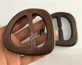 1piece  85X80mm  large brown wood belt buckle   (NW585)