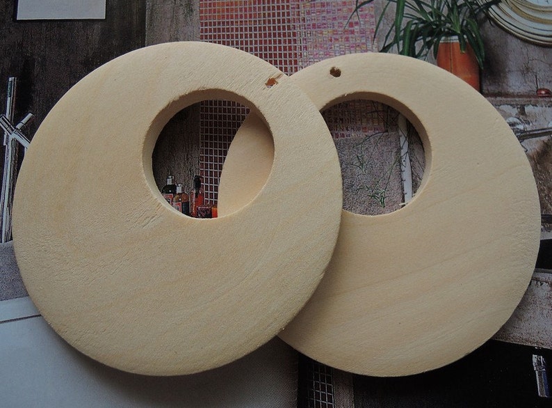 6 Pcs 60mm Unfinished Natural Wood Ring Big Hole Earring Etsy UK