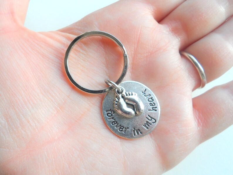 Forever in My Heart Baby Feet Keychain, Mommy's Keychain, Daddy's Keychain, Father's Keychain, Memorial Keychain Gift, Miscarriage Keychain image 2