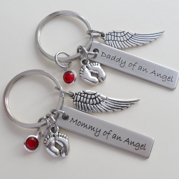 Baby Angel Keychain Set, Mommy's Keychain, Daddy's Keychain, Father's Keychain, Memorial Keychain Gift, Infant Loss, Miscarriage Keychain