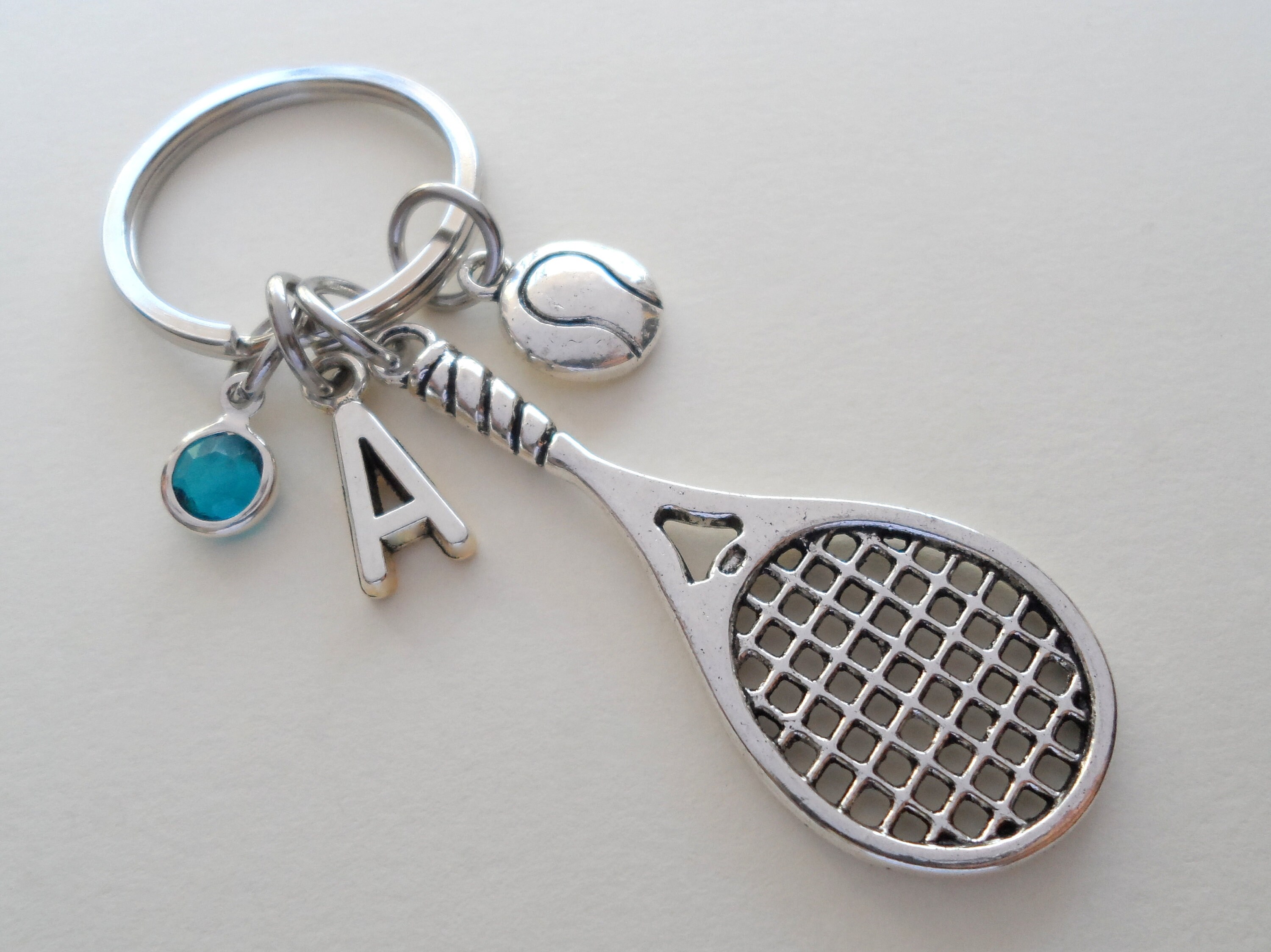 Tennis Keychain with Tennis Ball Charm Tennis Player Etsy