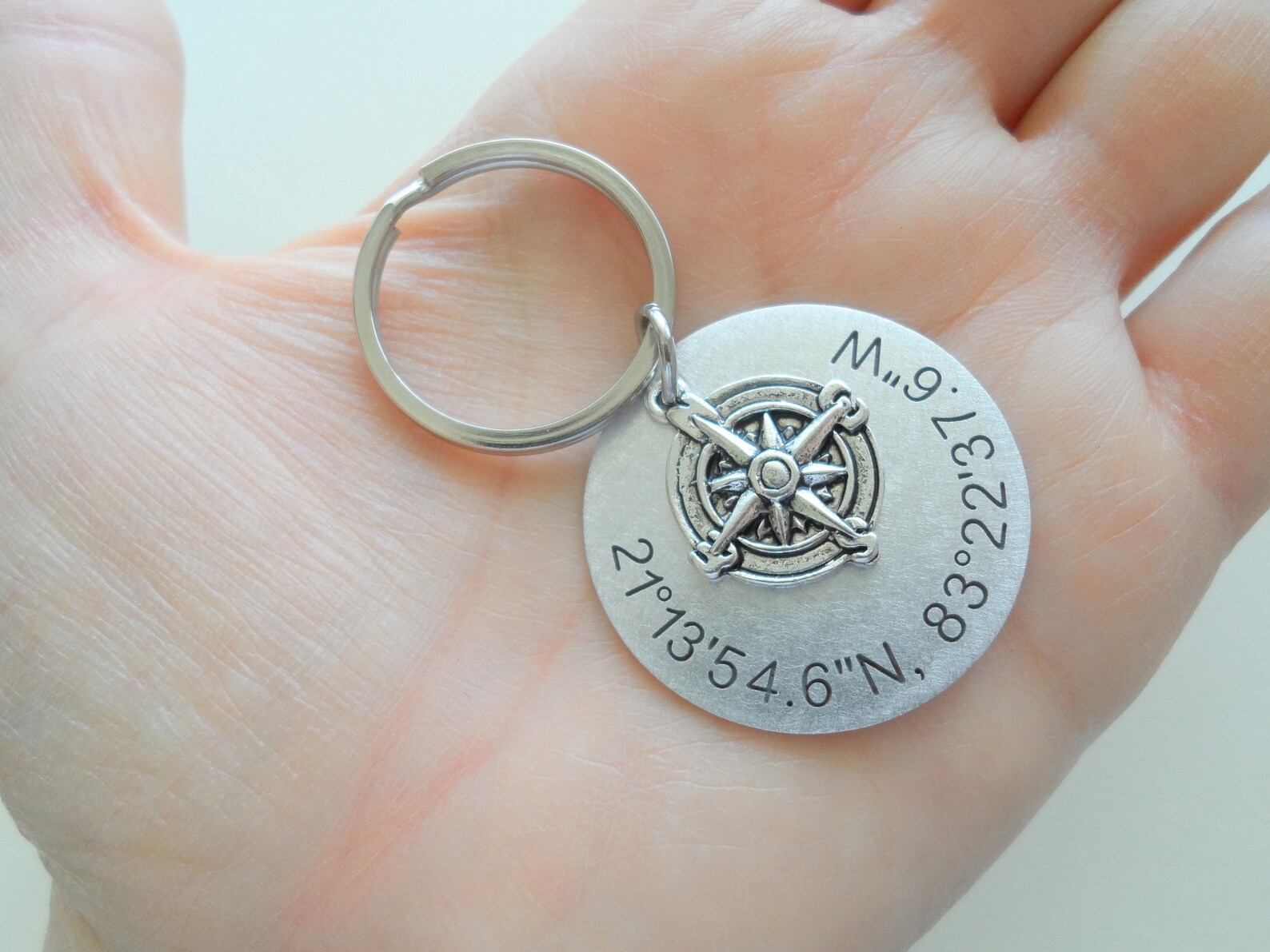 Compass Keychain With Engraved Custom Aluminum Disc Gift for Etsy
