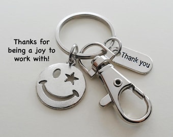 Smiley Face Keychain, Employee Appreciation Gift,  Volunteer Gift, Employee Gift, Coworker Gift, Work Team Gift, Thank You Gift Teacher Gift