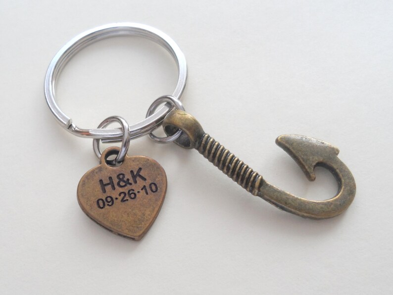 Fish Hook Keychain Couples Keychain Anniversary Gift for Etsy