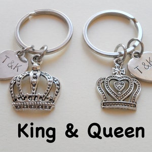 Couple Stainless Steel Keychain King Queen Crown Keyring Lovers Gift KI 