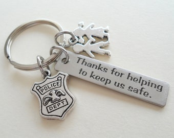 Police Officer Keychain, Gift for Police, Police Badge Charm & Tag Keychain, Police Appreciation Gift, School Security Guard Thank You Gift