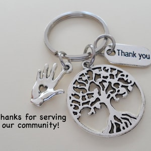 Volunteer Gift Keychain, Hand & Tree Keychain, Social Worker Gift, Community Advocate Gift Keychain, Religious Teacher Gift, Thank you Gift
