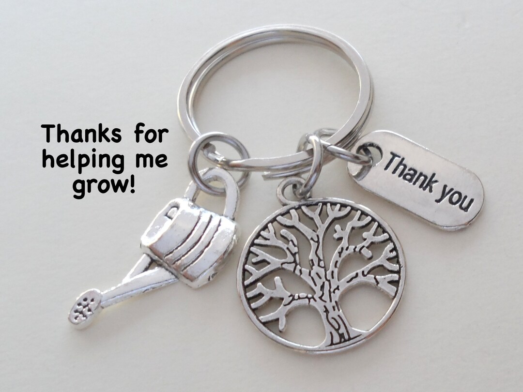 Tree, Watering Can Charm Keychain, Teacher Appreciation Gift Keychain