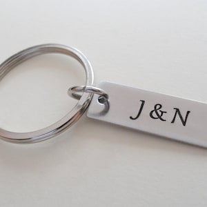 Small Couples Keychain, Couples Key Ring, Custom Engraved Tag Personalized, Girlfriend Boyfriend, Husband Wife, Friends, Anniversary Gift