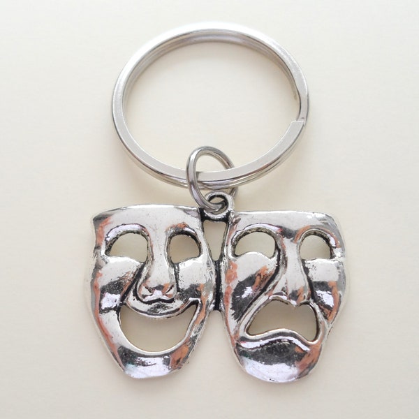 Theatre Masks Keychain, Mask Charm, Drama Keychain, Graduation Gift Keychain, Actors Keychain, Theatre Face, Graduate Gift, Theater Keychain