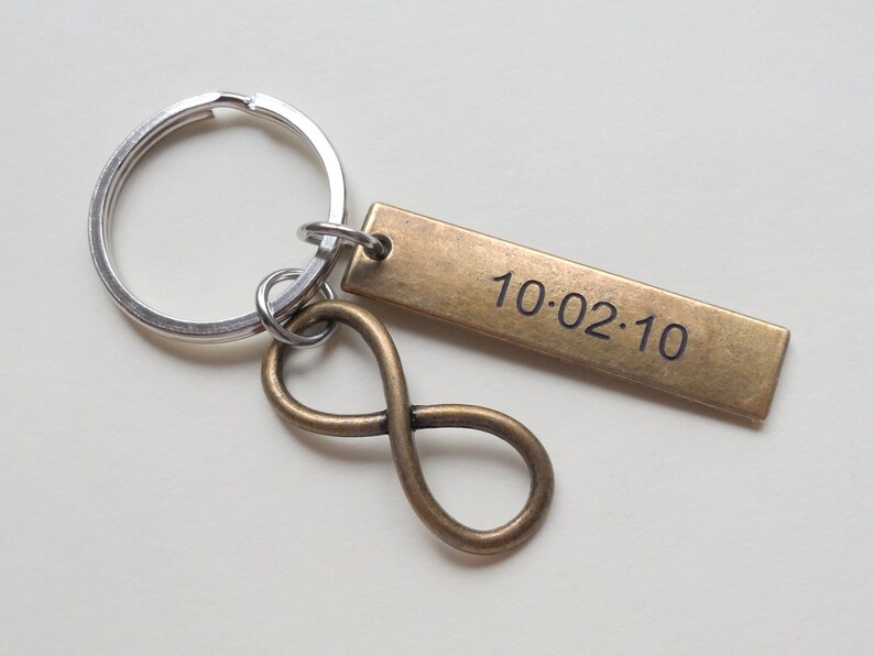 Bronze Infinity Symbol Keychain Gift Couples Anniversary Etsy