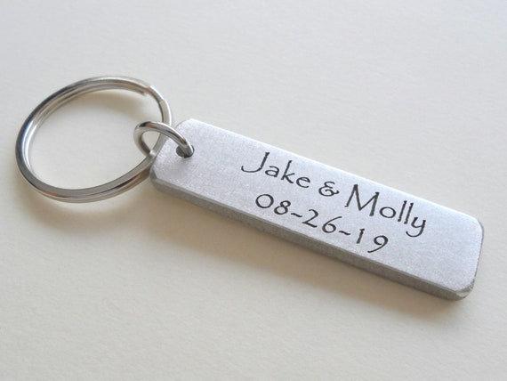 Initials Engraved Aluminum Tag Keychain Couples Personalized Keychain Anniversary Gift Etsy