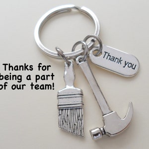 Hammer & Paint Brush Charm Keychain, Builders Appreciation Gift, Construction Team Gift, Contractor Gift, Handyman Gift
