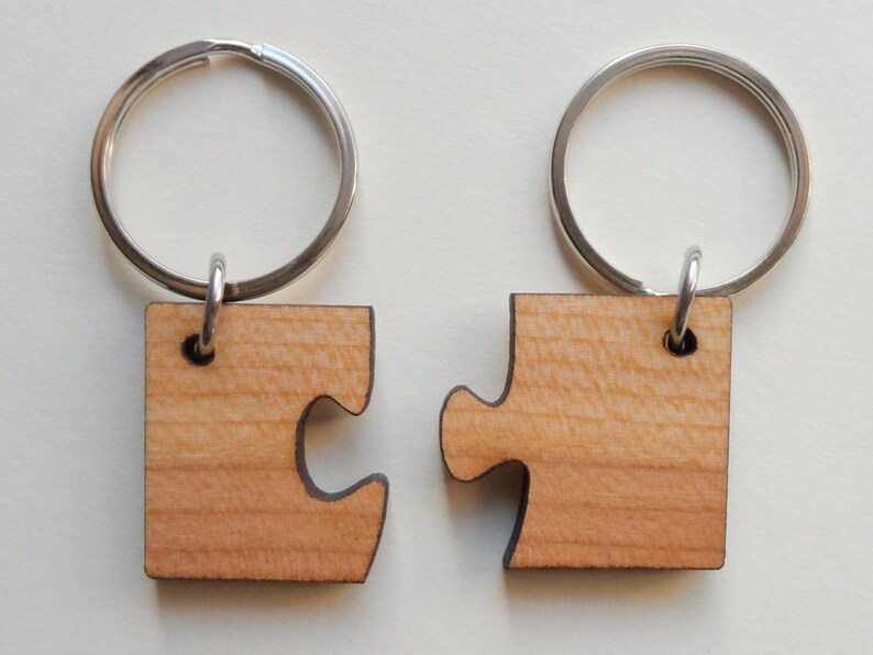 Wood Puzzle Keychains Wood Couples Keychains Couples Key Etsy