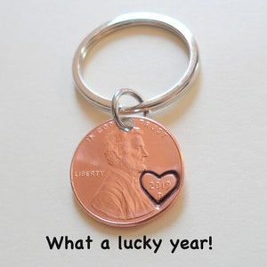 Penny Keychain, Couples Keychain, Lucky Penny, Anniversary Gift, Husband Wife Key Chain, Boyfriend Girlfriend Gift, Customized image 2