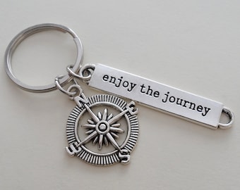 Enjoy the Journey Compass Keychain, Graduation Gift, Gift for Graduation, Graduate Gift, Class Gift, Going Away Gift