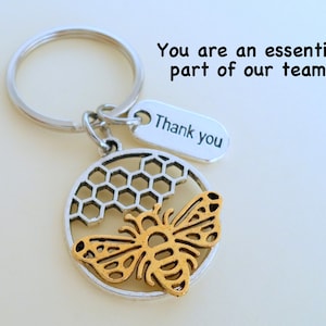 Employee Appreciation Gift Keychain, Bee & Beehive Charm Keychain, Employee Gift, Coworker Gift Work Team Gift, Thank you Gift, Teacher Gift
