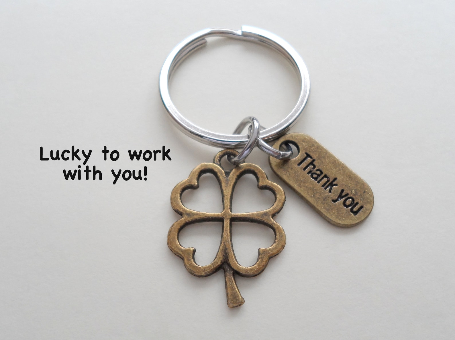 Employee Appreciation Gift Keychain Bronze Lucky Clover Etsy
