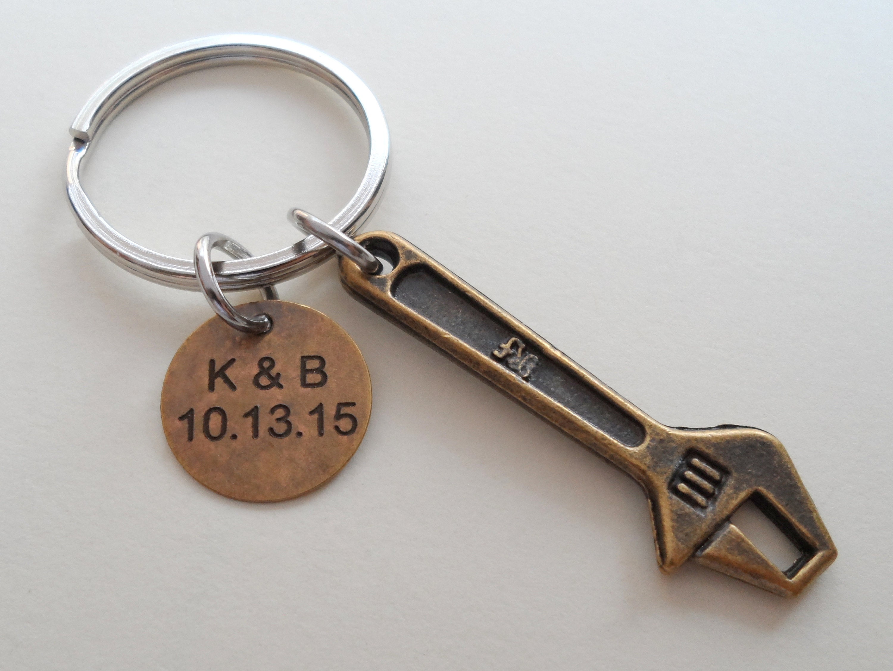 Bronze Wrench Keychain Gift for Boyfriend Gift for Husband Etsy