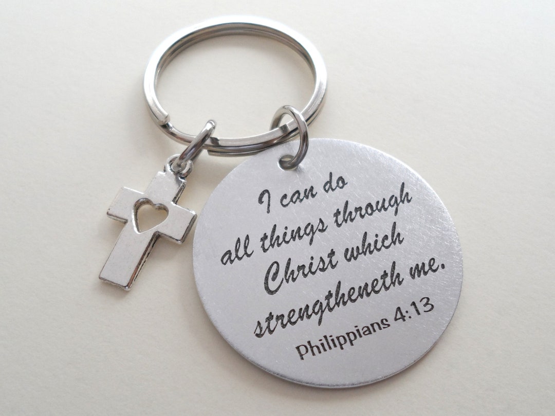 Favorite Bible Verse Keychain With Charm Option, Religious Keychain