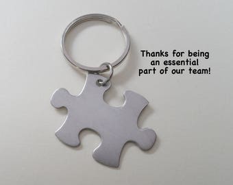 Employee Appreciation Gift Keychain, Puzzle Charm Keychain, Employee Gift, Coworker Gift, Work Team Gift, Thank you Gift, Teacher Gift