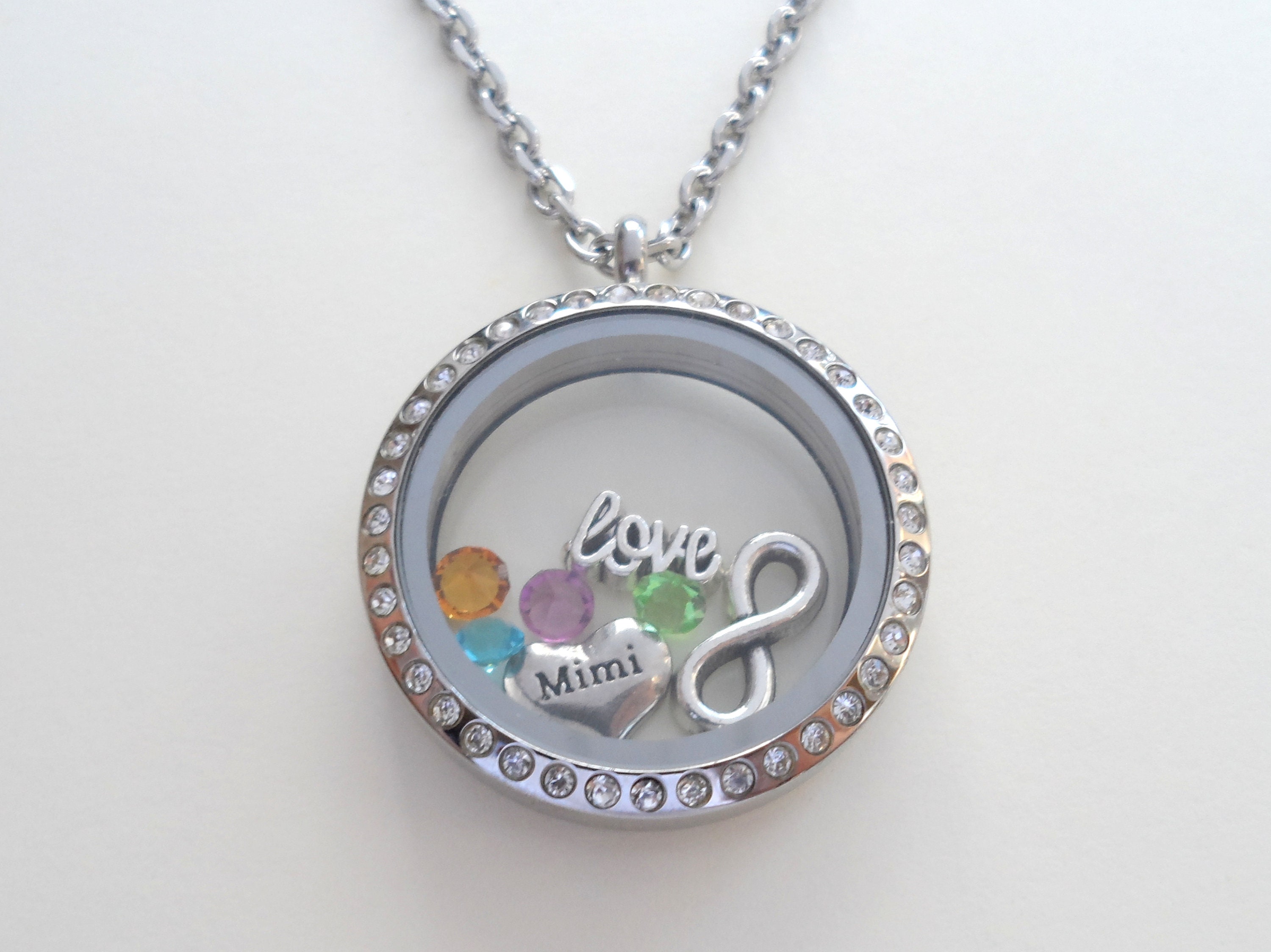 Clear heart glass locket necklace – Queen's Jewelry
