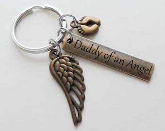 Bronze Baby Angel Keychain, Mommy's Keychain, Daddy's Keychain, Father's Keychain, Memorial Keychain Gift, Infant Loss, Miscarriage Keychain