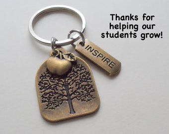 Bronze Inspire Tree Keychain, Appreciation Keychain, Teacher Appreciation Gift, Teacher Gift, School Staff Gift, Gift for School Volunteers