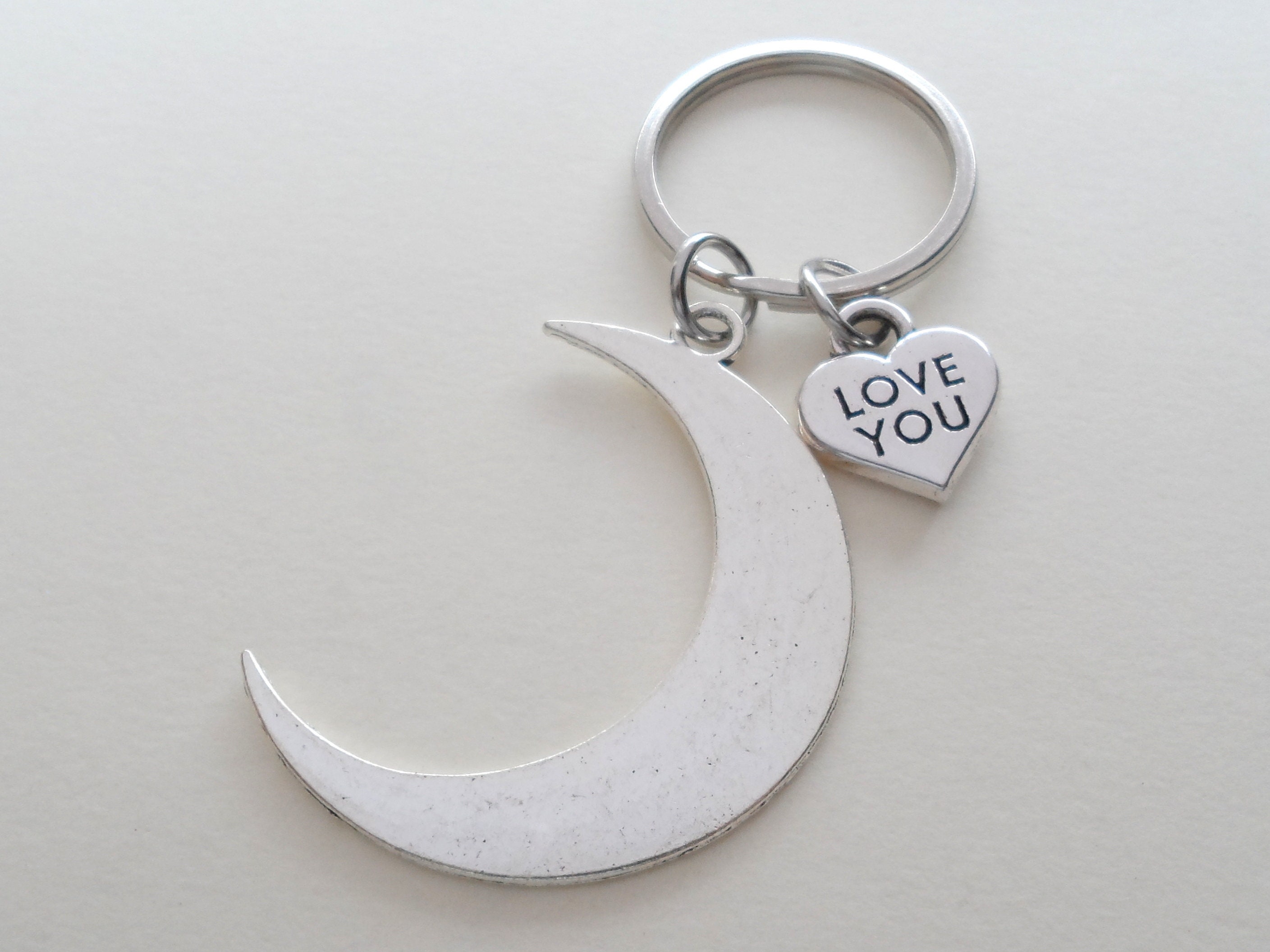 Crescent Moon Silver Pendant Keychain Gift Key Chain Cilp On Bag