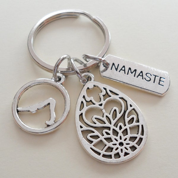 Yoga Namaste Keychain, Pilates Keychain, Yoga Teacher Gift, Yoga Instructor Keychain, Yoga Coach Keychain