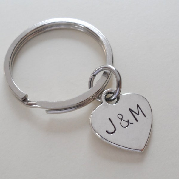 Small Heart Charm Couples Initials Keychain, Couples Key Ring, Heart Tag Personalized, Girlfriend Boyfriend, Husband Wife, Best Friend