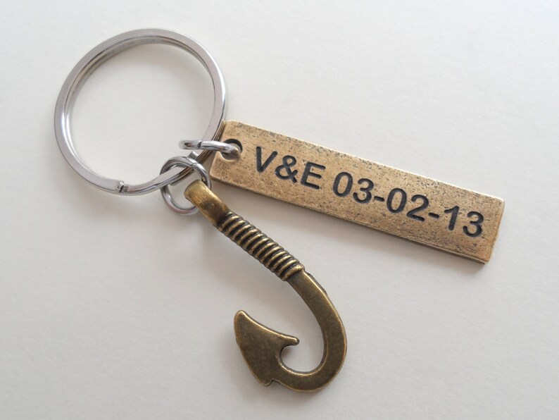 Fish Hook Keychain Couples Keychain Anniversary Gift for Etsy