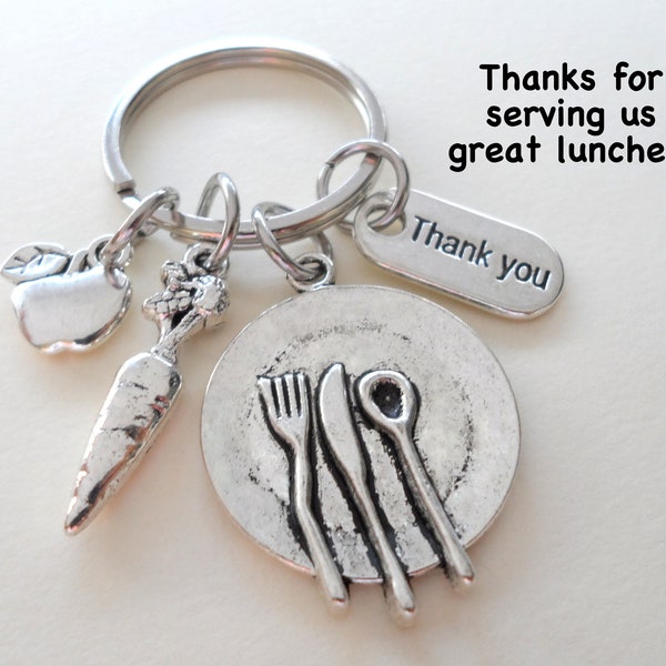 School Lunch Server Keychain, Appreciation Gift for School Lunch Lady Staff, Lunch Aide Gift, Thank You Gift, Plate & Sandwich Charm