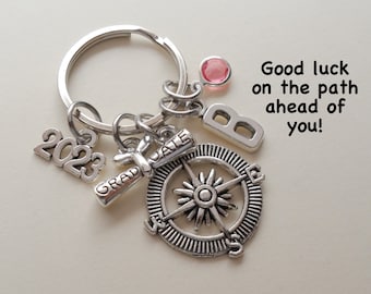 Compass Keychain, Graduation Gift, Gift for Graduation, High School College Graduate Gift, Good Luck, Class of 2024