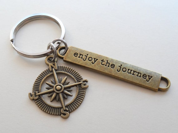 Bronze Enjoy the Journey Compass Keychain, Graduation Gift, Gift for Graduation, 2026 Graduate Gift, Class of 2026 Gift, Going Away Gift