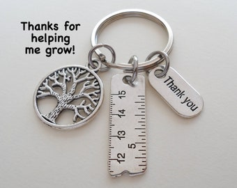 Tree & Ruler Keychain, Teacher Appreciation Gift Keychain, Gift for Mom, Grandma, Teacher Gift, School Volunteer Gift, PTA School Staff