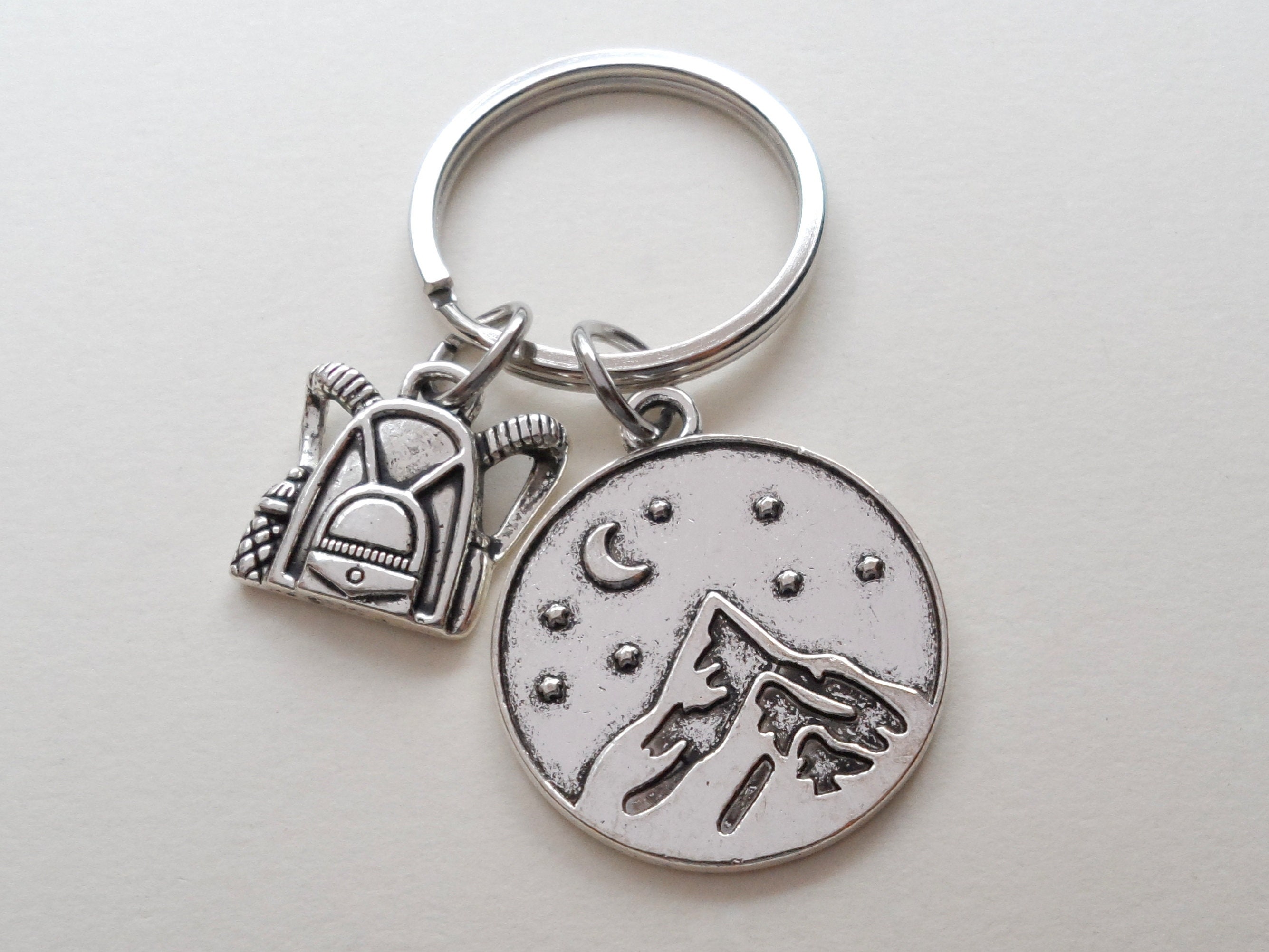 Mountain & Backpack Charm Keychain Summer Camp Keychain Etsy